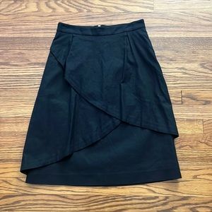 Anthropologie Black Maeve Skirt with Large Overlapping Ruffle Front Detail